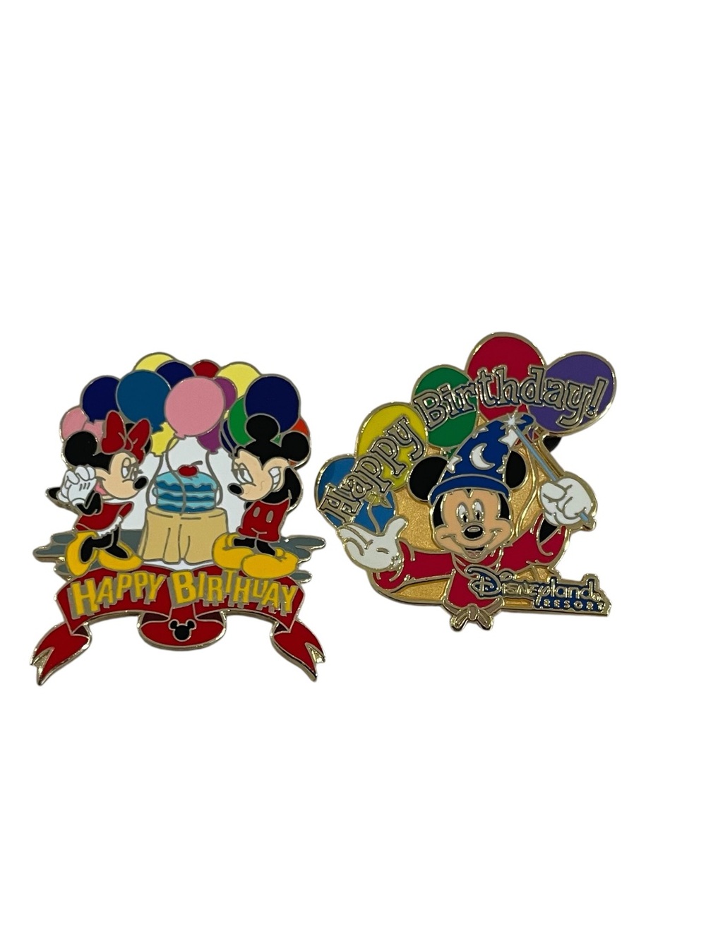 Disney Pins Set of 2 Happy Birthday Mickey Minnie  Fantasia Disneyland Resort